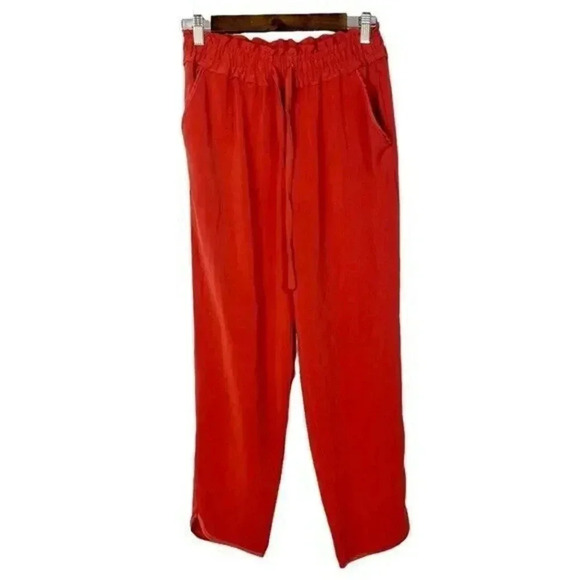Zara TRF Rust Orange High Rise Elastic Waist Paperbag Pants XS - Picture 2 of 5